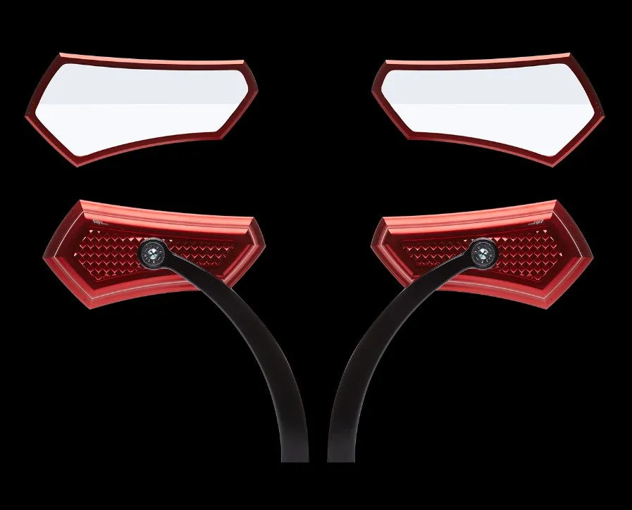 Diamond Mirror Red with Black Bracket Motorcycle Mirrors
