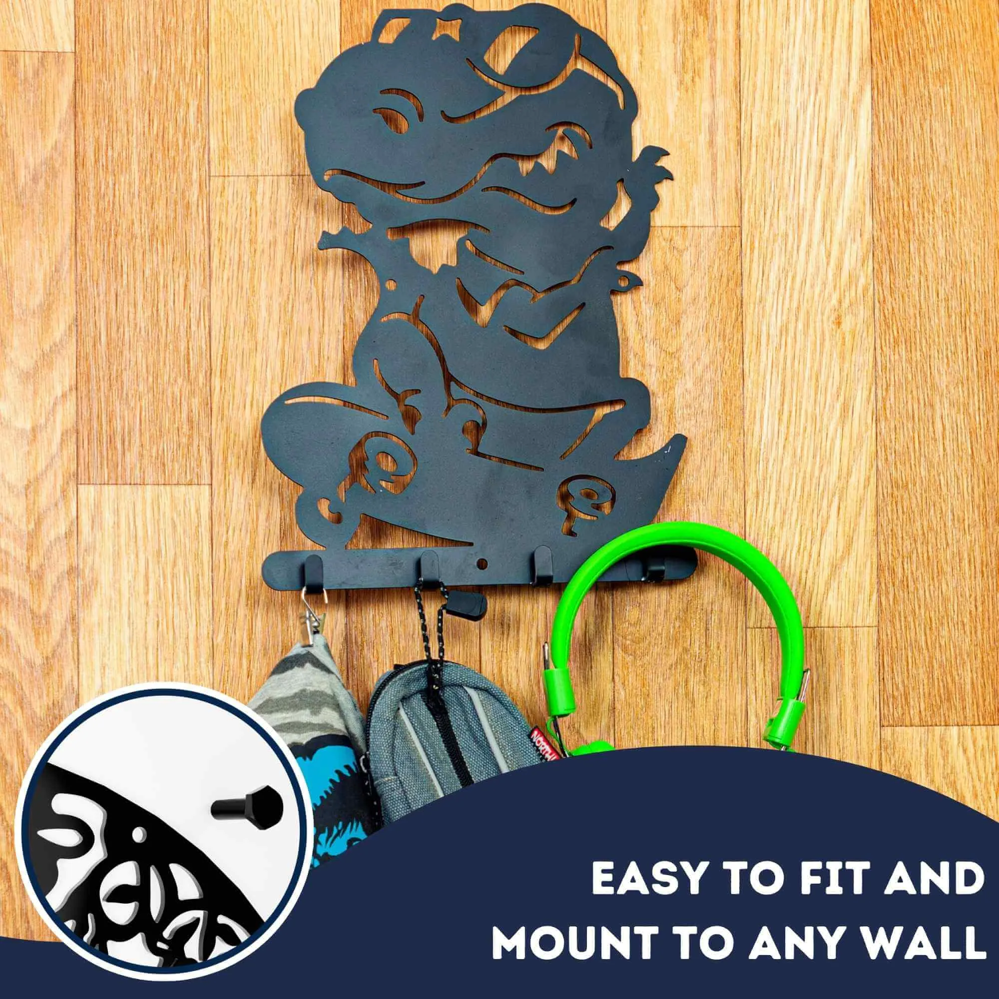 Dinosaur Boys Bedroom Wall Hooks Hanger Jurassic Park Coat Robe Holder