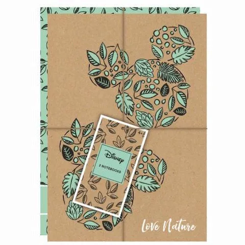 Disney Mickey Floral A5 Notebooks - 2 Pack A5 Notebooks Cheerful Mickey Mouse Floral Designs