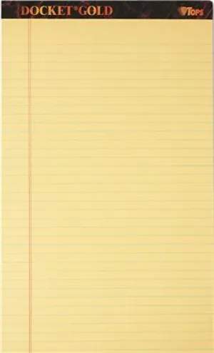 Docket Gold Ruled Perforated Pad Legal Rule/Size Canary 50-Sheet Pads Dozen