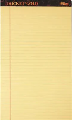 Docket Gold Ruled Perforated Pad Legal Rule/Size Canary 50-Sheet Pads Dozen