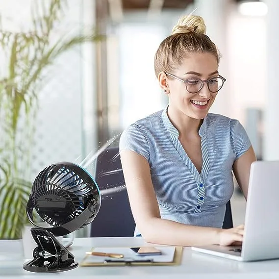 E-Macht Mini USB Powered Desk Fan can 360 degree rotation Fan Speed Adjustable, Personal Fan Strong Airflow and Quiet for Home Office