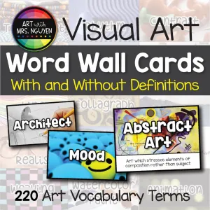 Elementary Art Word Wall Cards (With and Without Definitions)