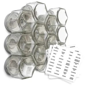 Empty Magnetic Spice Jars – 12 Jar Boxed Set