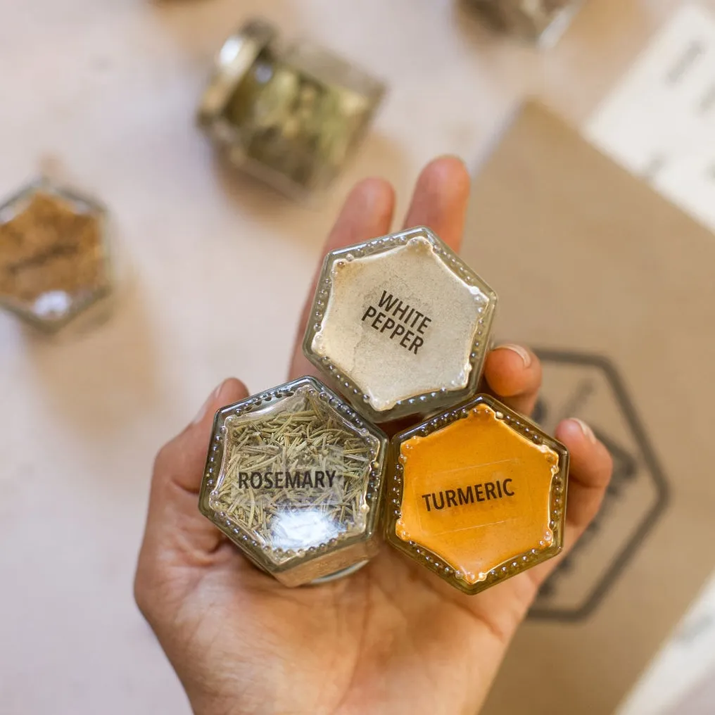 Empty Magnetic Spice Jars – 12 Jar Boxed Set
