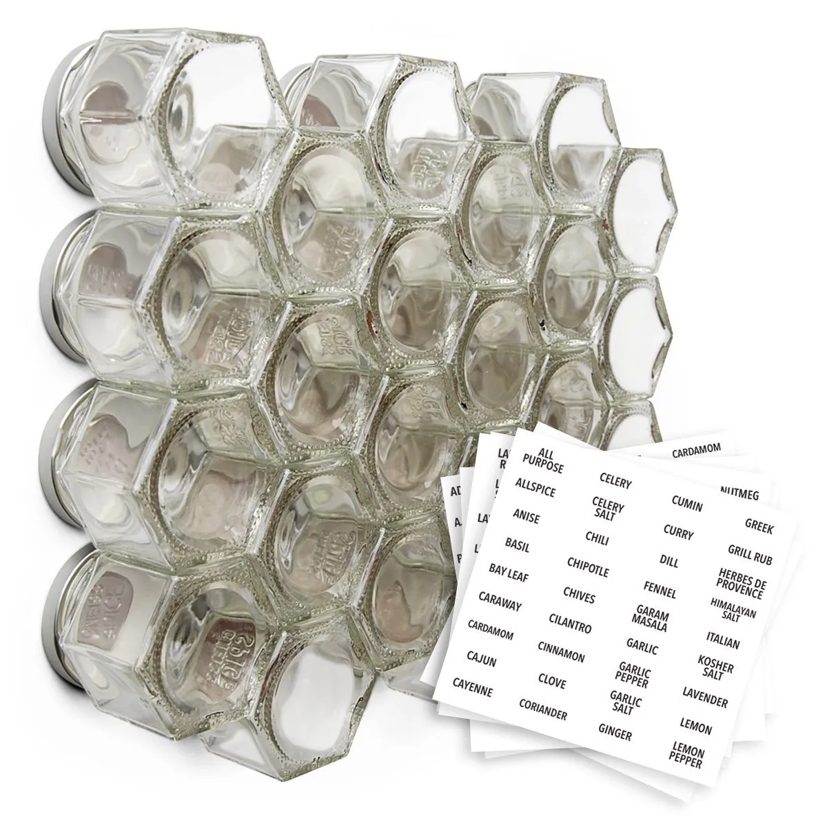 Empty Magnetic Spice Jars – 24 Jar Boxed Set
