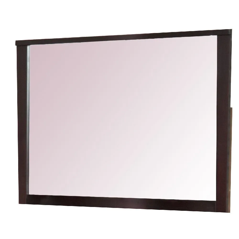 Fang 50 Inch Rectangular Dresser Mirror, Wood Frame, Dark Cherry Brown By Casagear Home