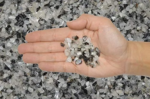 Fantasia Materials: 1 lb of Tumbled Black Rutilated Quartz Chip Size Stones