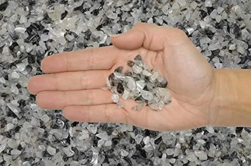 Fantasia Materials: 1 lb of Tumbled Black Rutilated Quartz Chip Size Stones