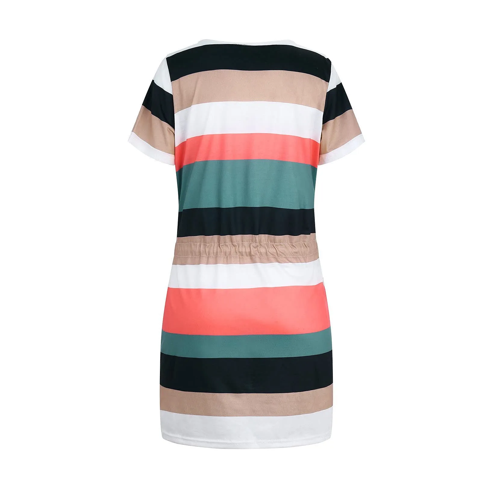 Fashion Striped Print Short-Sleeved Dress
