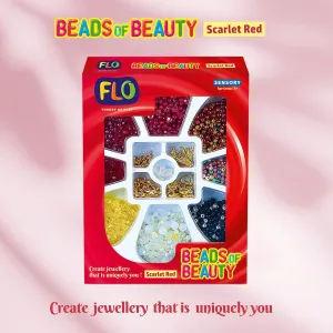 FLO Toys Beads Of Beauty: Scarlet Red Diy Fashion Kit For Kids Ages 8 