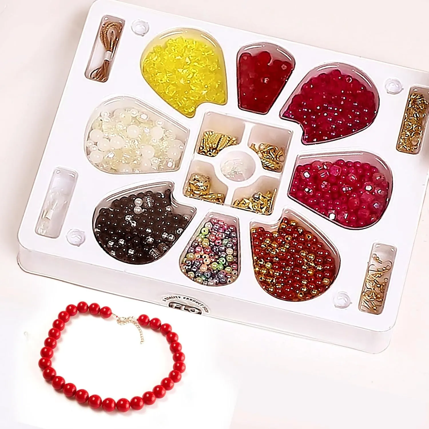 FLO Toys Beads Of Beauty: Scarlet Red Diy Fashion Kit For Kids Ages 8 