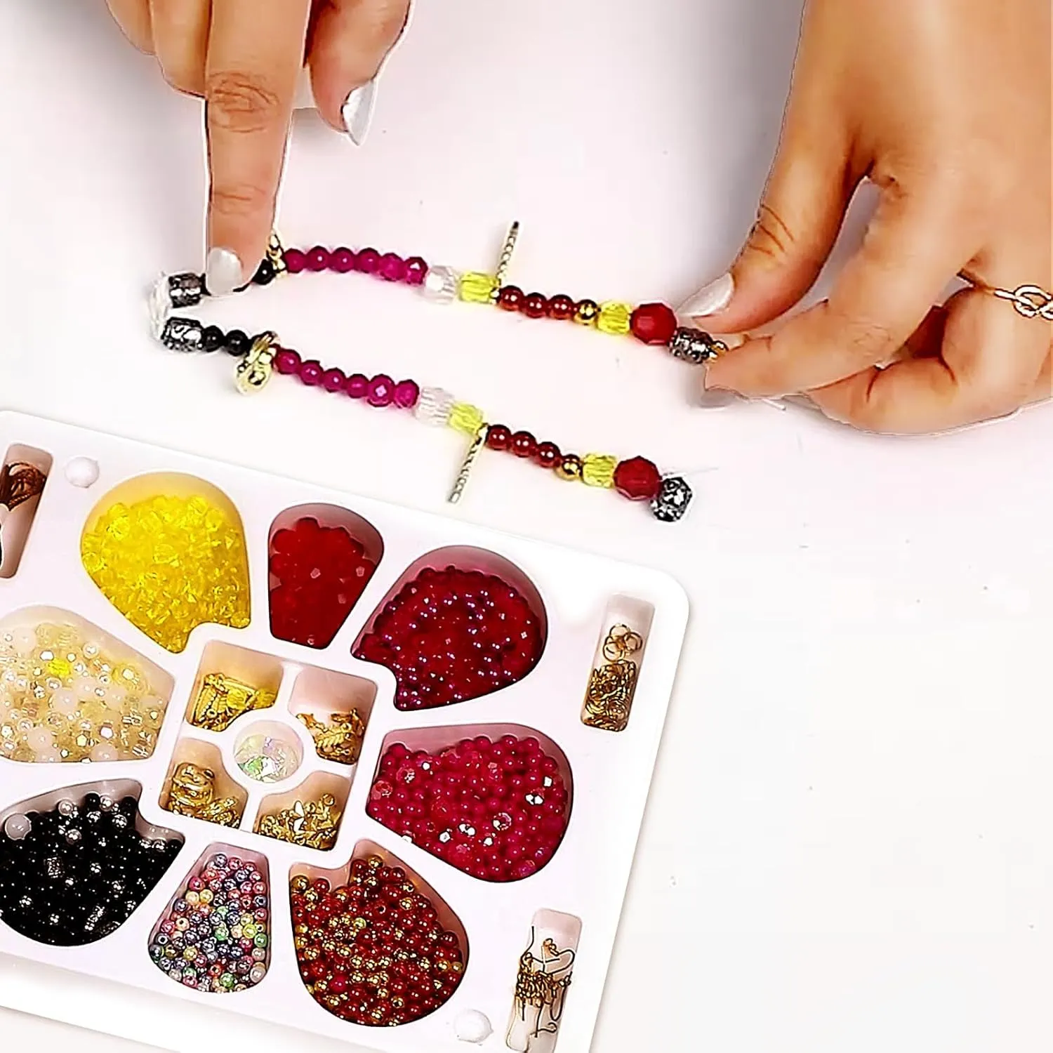 FLO Toys Beads Of Beauty: Scarlet Red Diy Fashion Kit For Kids Ages 8 