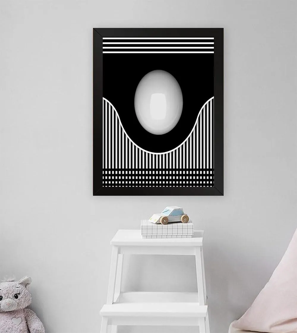 GADGETS WRAP Printed Photo Frame Matte Painting for Home Office Studio Living Room Decoration (11x17inch Black Framed) - Ball, Curve And Line