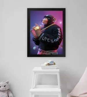 GADGETS WRAP Printed Photo Frame Matte Painting for Home Office Studio Living Room Decoration (11x17inch Black Framed) - Cool Monkey Trouble B