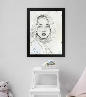 GADGETS WRAP Printed Photo Frame Matte Painting for Home Office Studio Living Room Decoration (11x17inch Black Framed) - Femme En Lignes I