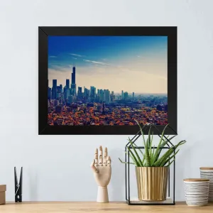 GADGETS WRAP Printed Photo Frame Matte Painting for Home Office Studio Living Room Decoration (17x11inch Black Framed) - Chicago