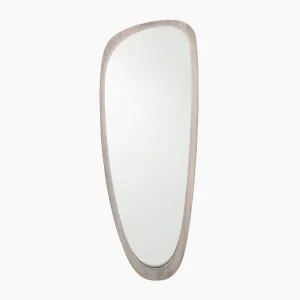 Grey Oak Wood Veneer Teardrop Wall Mirror