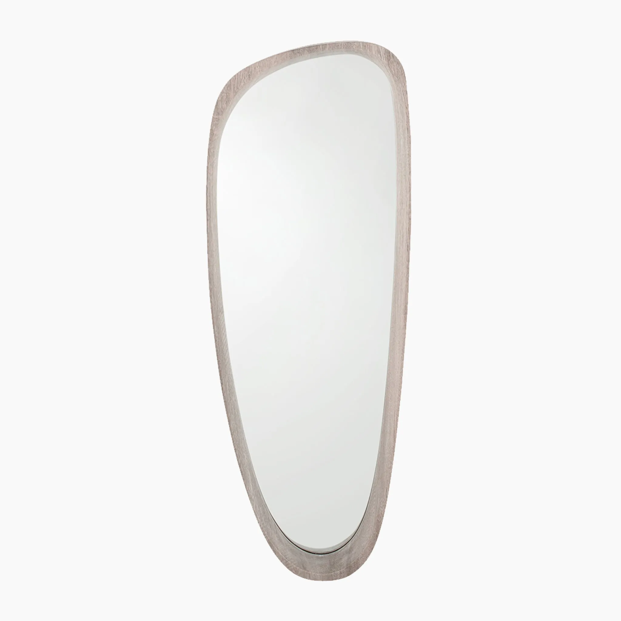Grey Oak Wood Veneer Teardrop Wall Mirror
