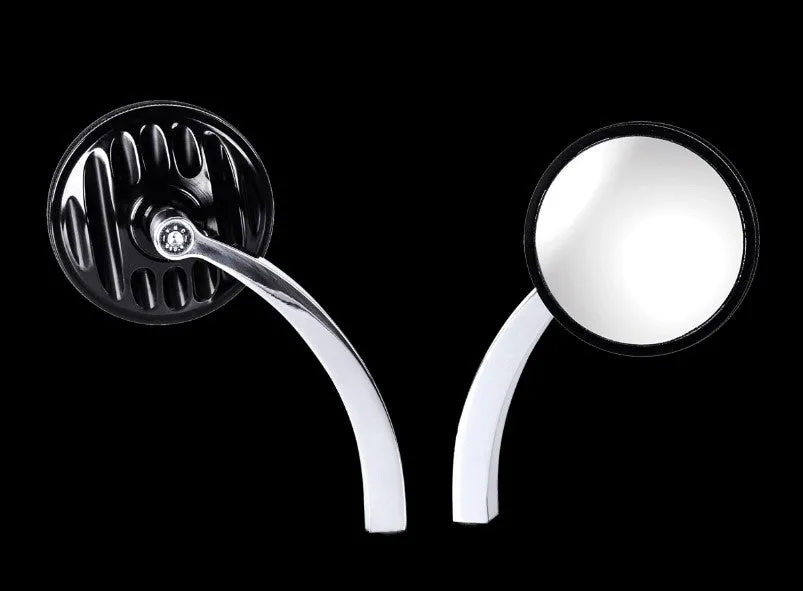 Grill Mirror Black – Bracket Polished Motorcycle Mirrors