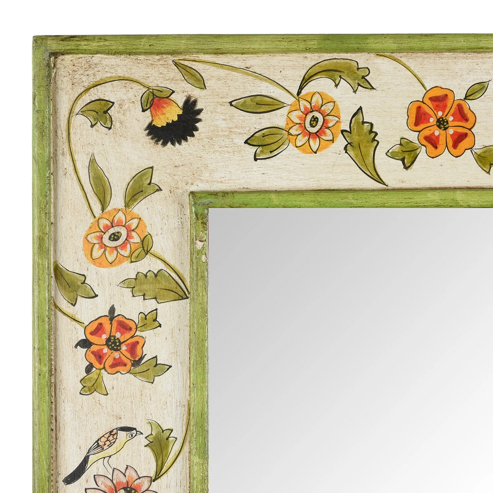 Hand Painted Chintz Style Mirror From Rajasthan