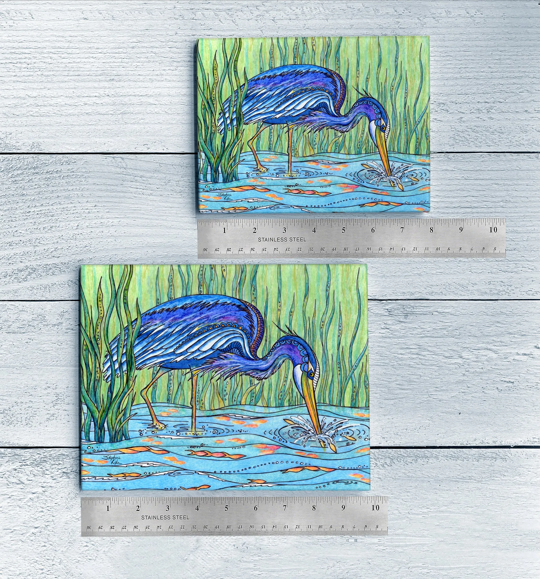 Heron in the Marsh Ceramic Tile