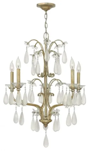 Hinkley Lighting Fredrick Ramond FR40315 SLF Francesca Collection Five Light Hanging Chandelier in Silver Leaf Finish
