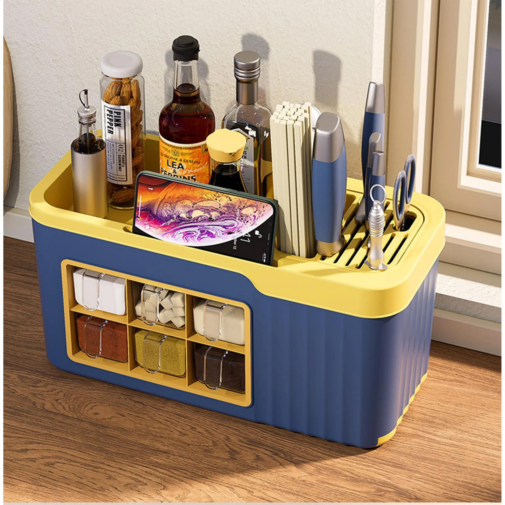 Homestic Multifunctional Kitchen Spice Organiser box | Multi-Functional Spice Box Rack Organizer for Pantry Countertop| Large Capacity | W8815