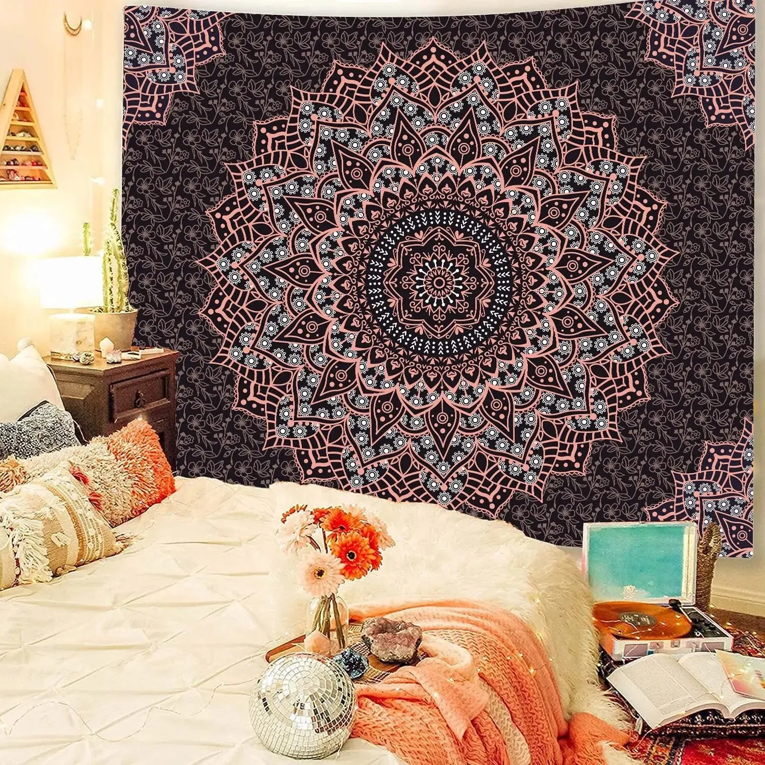Indian Mandala Tapestry Psychedelic Passion Rose Gold Wall Hanging Boho Decor
