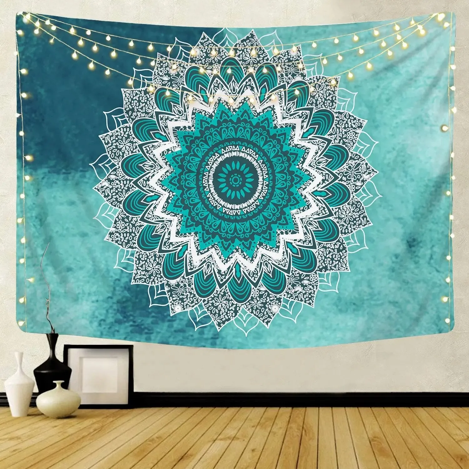 Indian Mandala Tapestry Psychedelic Passion Turquoise Wall Hanging Boho Decor