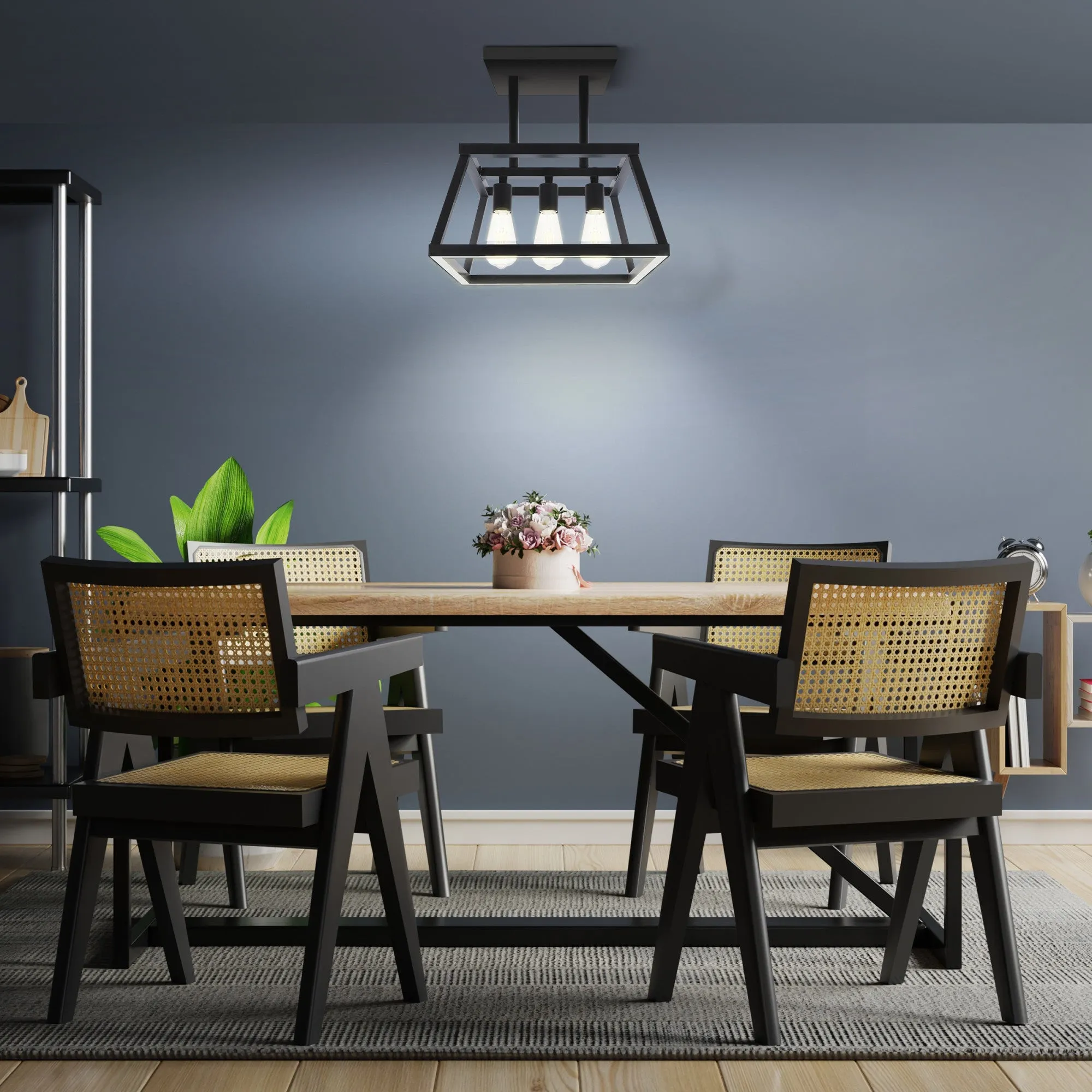 Katalyst Collection LED Decorative 3-Light Chandelier Matte Black