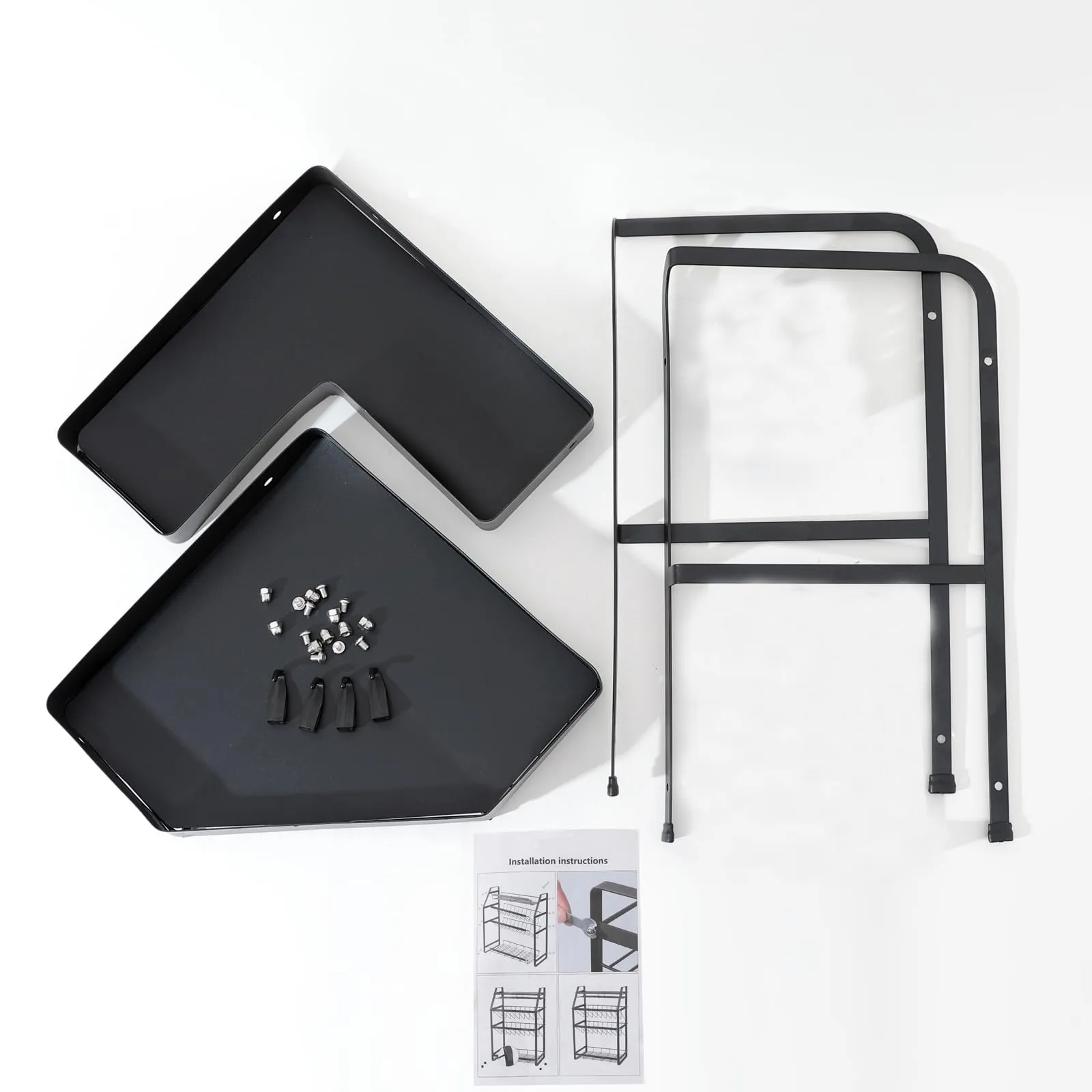 Kuber Industries Corner Kitchen Rack|Spice Rack,Chopsticks Rest, Knife Holder|4 Hooks Kitchen Storage Rack (Black)
