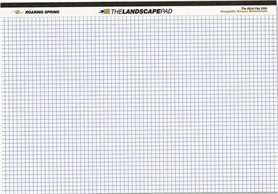 Landscape Format Writing Pad Quad Ruled 11 X 9-1/2 White 40 Sheets/Pad