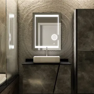 LED Lighted Bathroom Vanity Mirror with Magnifying Mirror, Anti-Fog, Touch Button, CRI 90 ,Adjustable Color Temperature & Remembrance Makeup Mirror, Auspice Style