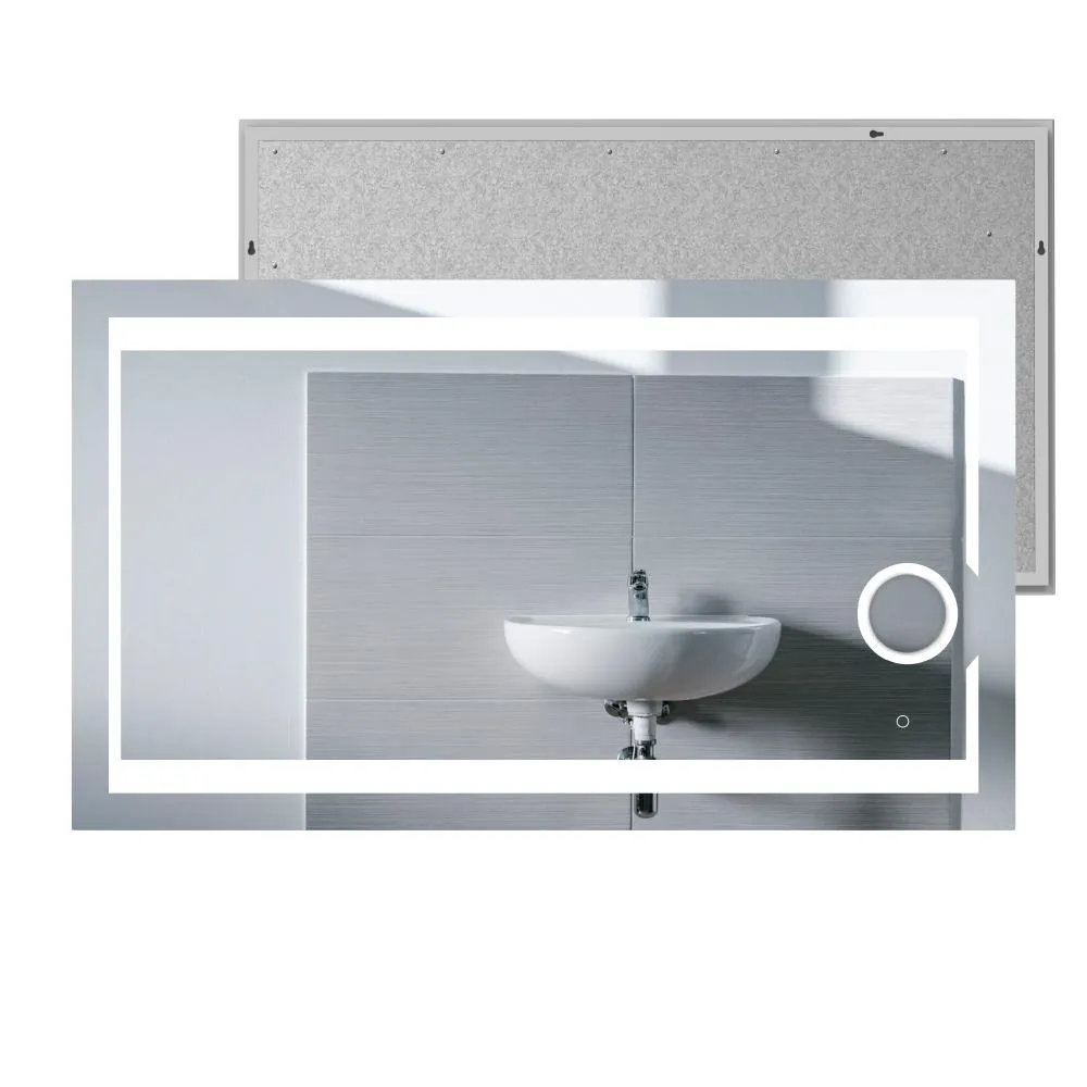 LED Lighted Bathroom Vanity Mirror with Magnifying Mirror, Anti-Fog, Touch Button, CRI 90 ,Adjustable Color Temperature & Remembrance Makeup Mirror, Auspice Style