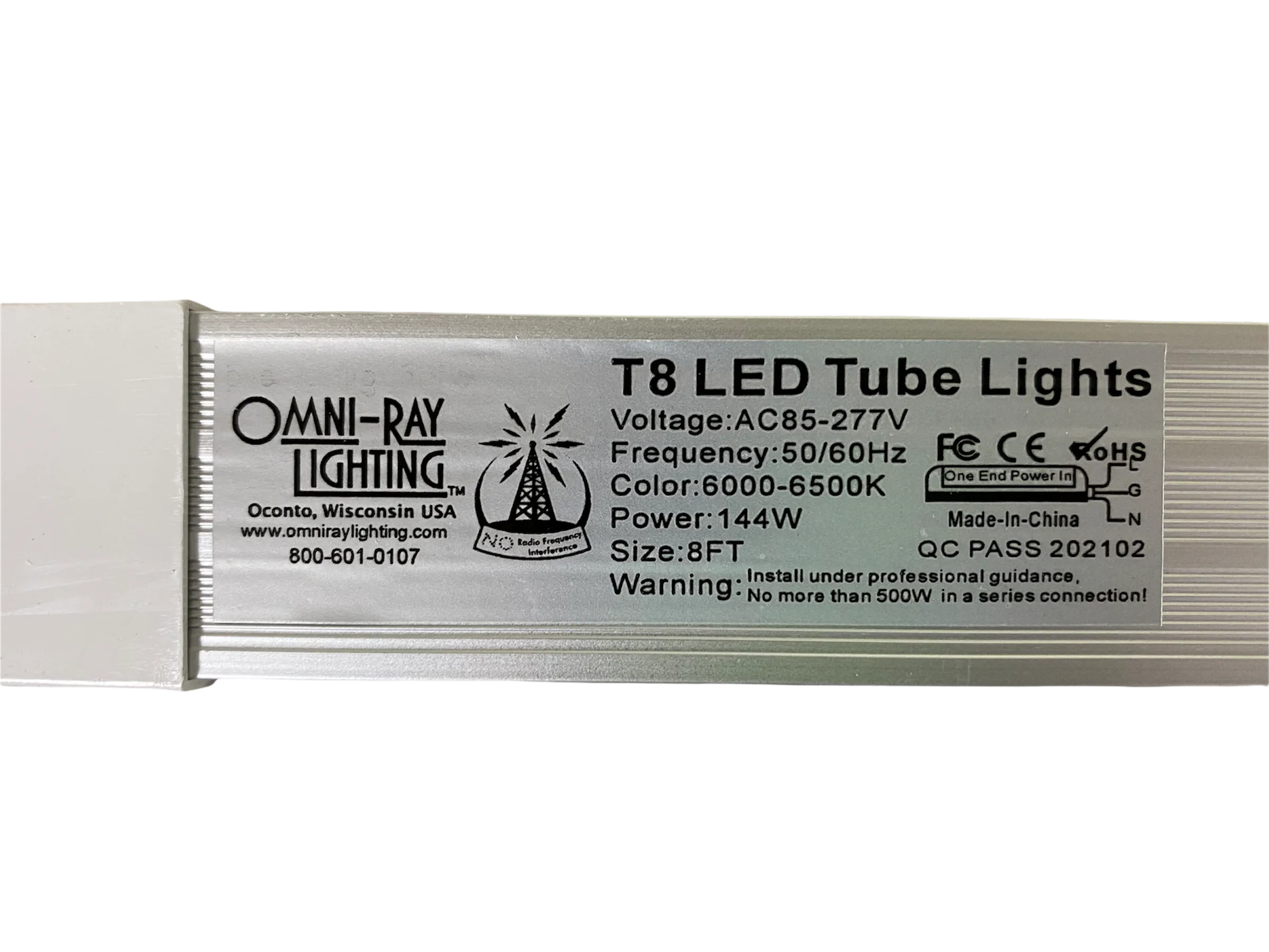 Linkable LED T8 8ft 144w 21,888 Lumen CLEAR LENS (NO RF) Quad-Row w/Mounting Hardware