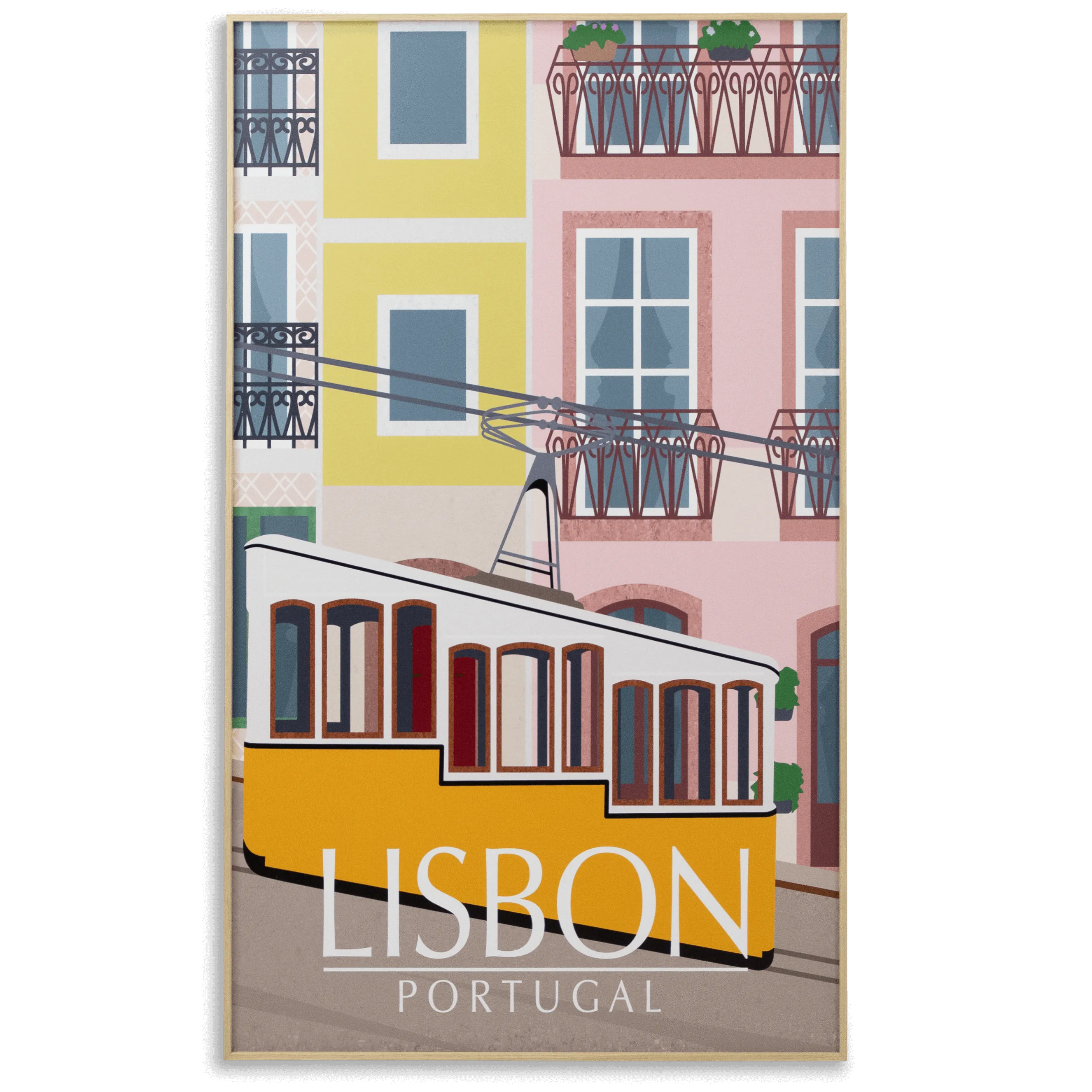 Lisbon Portugal - 60 x 100cm Outdoor UV Wall Art with Beech Aluminium Frame