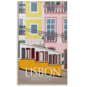Lisbon Portugal - 60 x 100cm Outdoor UV Wall Art with Beech Aluminium Frame