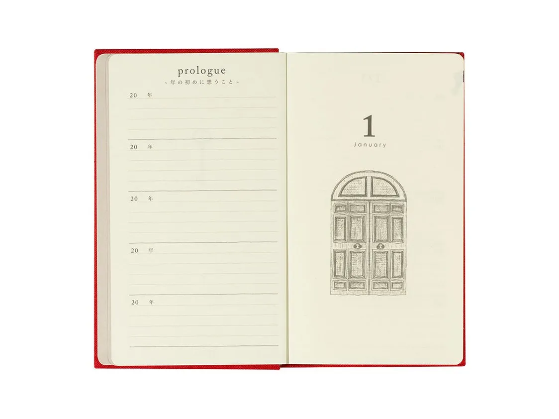 Midori 5 Years Diary - Door - Red