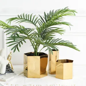 Modern Geometric Brass Plant Pot