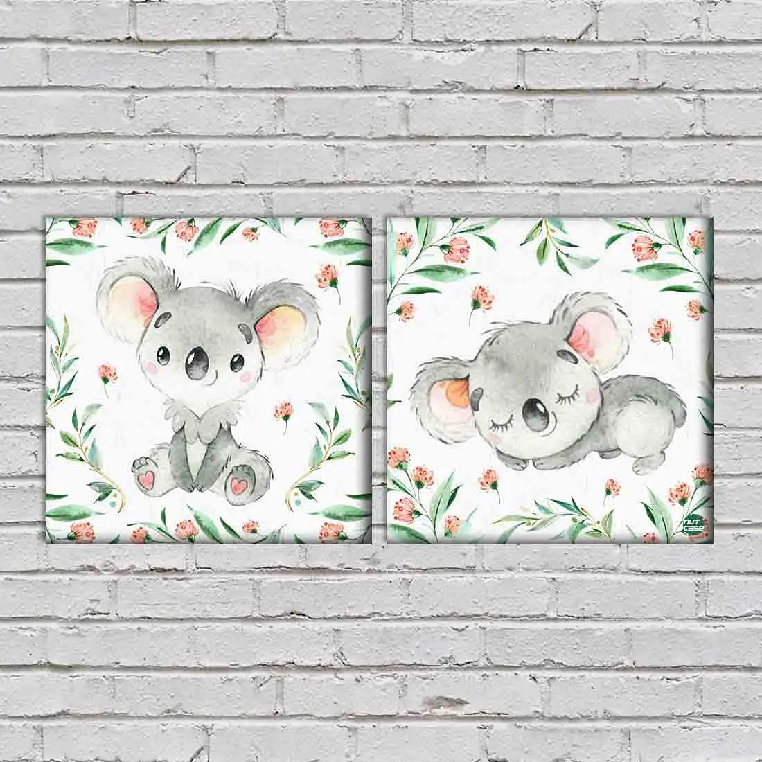 Nutcase Wall Art For Kids Room Stylish Panel Non-Fading Digital Painting for Children room, Bedroom Set of 2 - Cute koala