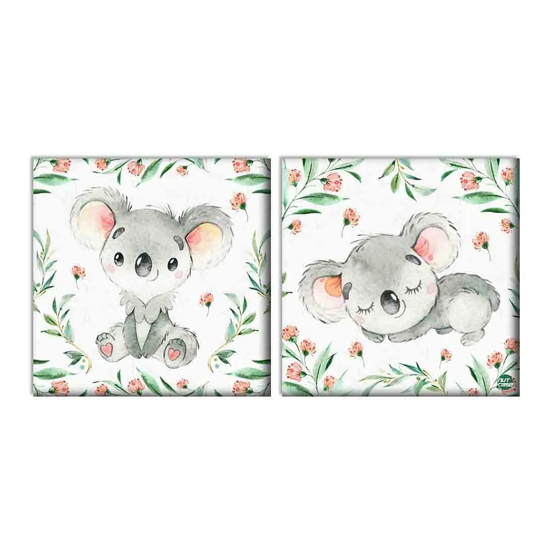Nutcase Wall Art For Kids Room Stylish Panel Non-Fading Digital Painting for Children room, Bedroom Set of 2 - Cute koala