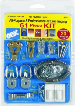 OOK 50900 Picture Hanging Kit, 10 to 30 lb, Steel, Zinc :CD: QUANTITY: 1