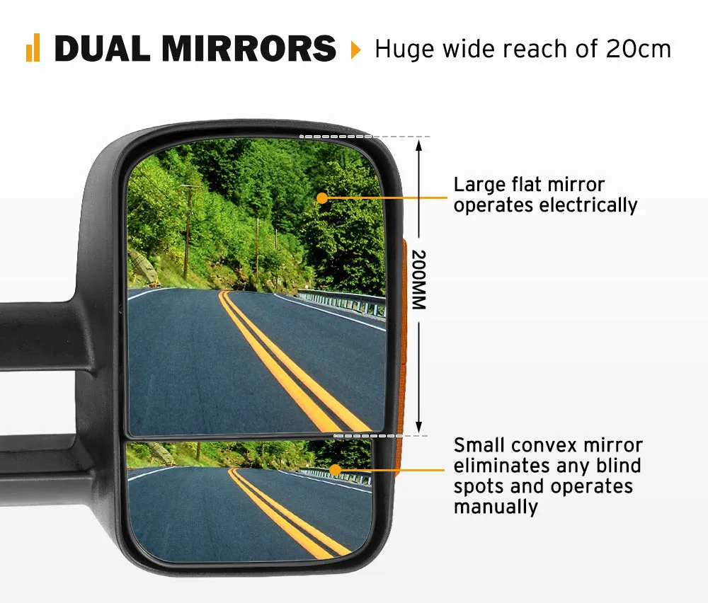 Pair Extendable Towing Side Mirrors for Nissan Pathfinder MY 2003-2013