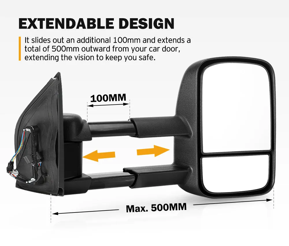 Pair Extendable Towing Side Mirrors for Nissan Pathfinder MY 2003-2013