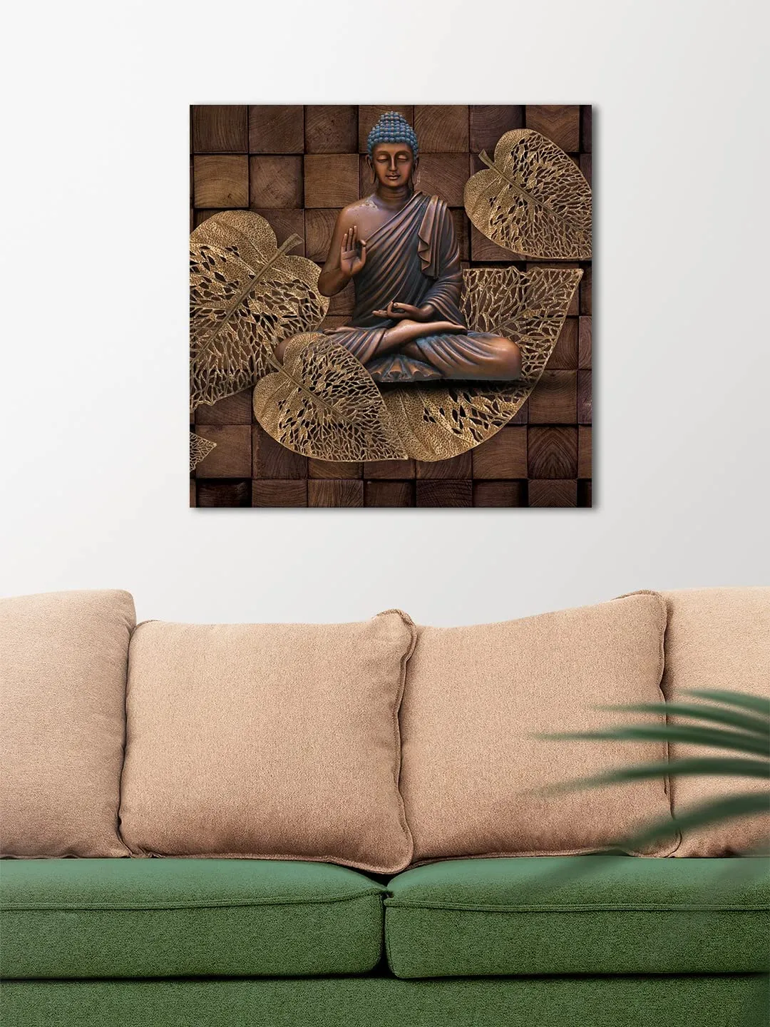 PAPER PLANE DESIGN Home Decor Buddha Large Size Canvas Framed Painting. Suitable for Living Room, Bedroom or Office. (24 INCH X 24 INCH, A),Wood