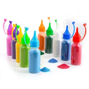 Perpetual Rangoli Colors Powder Bottles for Floor Decorations - Pack of 10 Rangoli Powder with All Colours Used for Decoration of Diwali, Navaratri,Pongal, Puja Mandir and Festival (SQA)