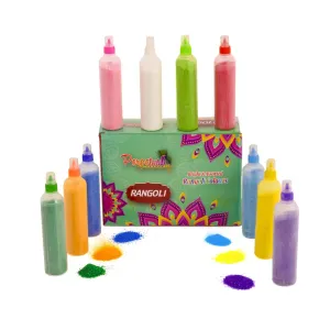 Perpetual Rangoli Colors Powder for Floor Decorations - Pack of 10 Muggu Powder Used for Decoration of Diwali, Navaratri,Pongal, Puja Mandir and Festival(PD)