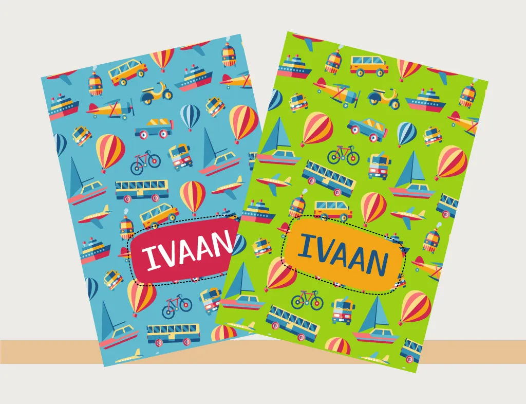Personalised Notebooks - Transportations, Set of 2