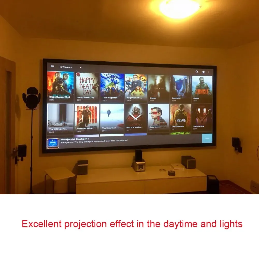 Projector Screen,60 100 120" Reflective Fabric Cloth, Home Theatre